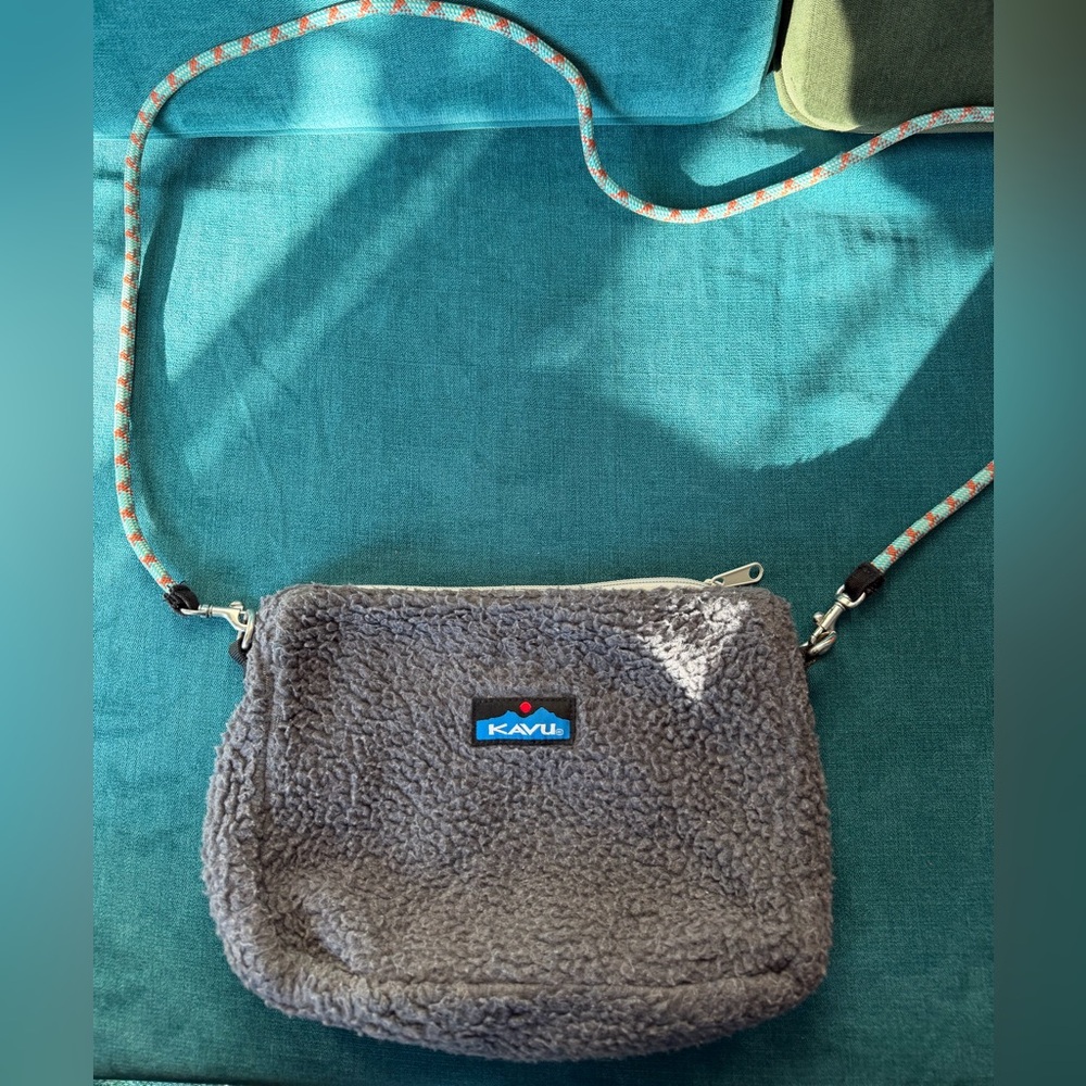 KAVU Fuzzy Gray Crossbody Bag